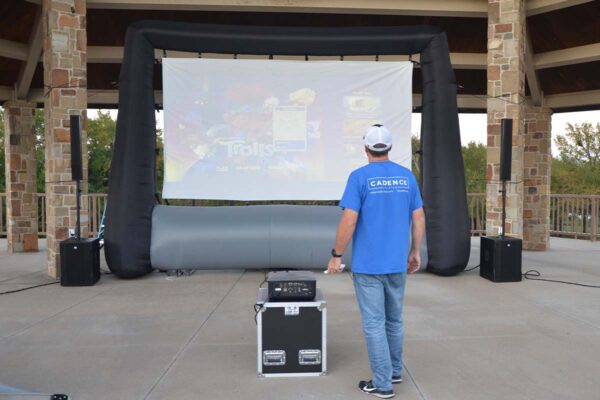 projector-rental-outdoor-movie Cadence Studios inflatable screen rentals are perfect for your outdoor movie night